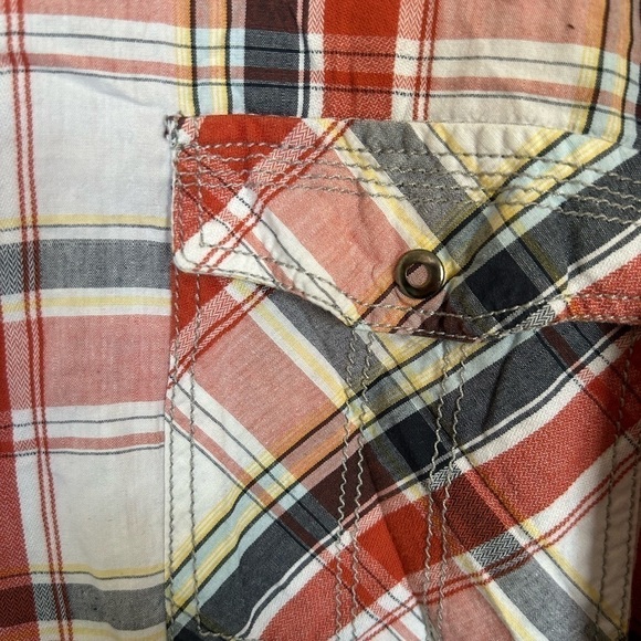 Skully XXL Mems button down plaid western/equestrian, shirt roll tab sleeves - Picture 5 of 8
